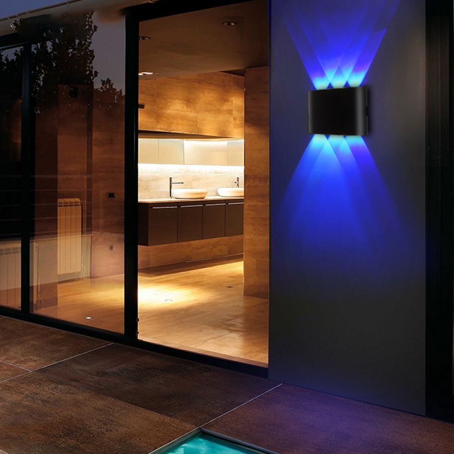 Aplique de pared LED moderno Lámpara de pared para porche exterior 10W 3000K Aplique de pared para interiores Luces exteriores de aluminio Adecuado para patio, escaleras, pasillos, sala de estar (1)