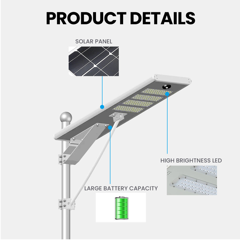 ʻO ka Motion Sensor 40 50W 60 Watt Module Inductive Integrated Solar Lamp Led Street Light (8)
