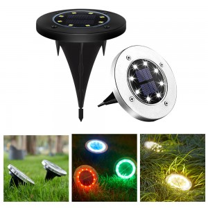 Solar Ground Lights 8 LED Solar Garden Lights Waterproof Outdoor Solar Disk Lights for Pathway Yard Walkway Patio Lawn Path