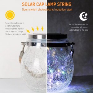 Solar Hanging Light Glass Jar Outdoor Solar Lamp Auto ON-OFF IP65 Waterproof Garden Lamp