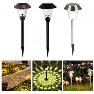 solar outdoor garden light pathway stake glass stainless steel led waterproof patio yard light