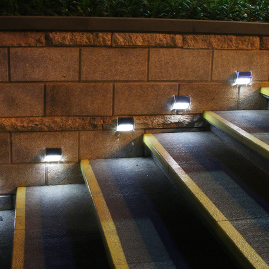 3 LED Solar Powered Step Lights Stainless Steel Outdoor Lighting for Steps Paths Patio Stair Auto OnOFF-9