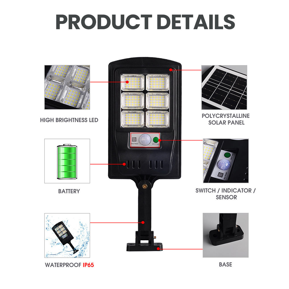 3 Modes Outdoor Wireless Led Solar Street Light Dusk To Dawn Motion Sensor Security Street Lamp With Remote Control (7)
